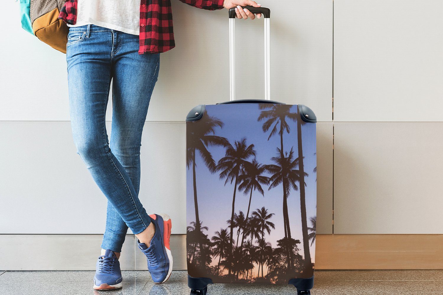 Palme MuchoWow Handgepäckkoffer Himmel, Reisekoffer mit rollen, Sommer - - Trolley, Handgepäck - 4 Reisetasche Ferien, Tropisch für Rollen,