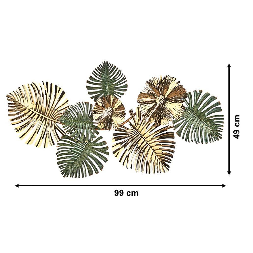 Kobolo Wandbild Metallbild VERDURE aus Metall in gold und grün, Wohndeko Wohnzimmer, Pflanzen (1 St), Hoch- Querformat möglich