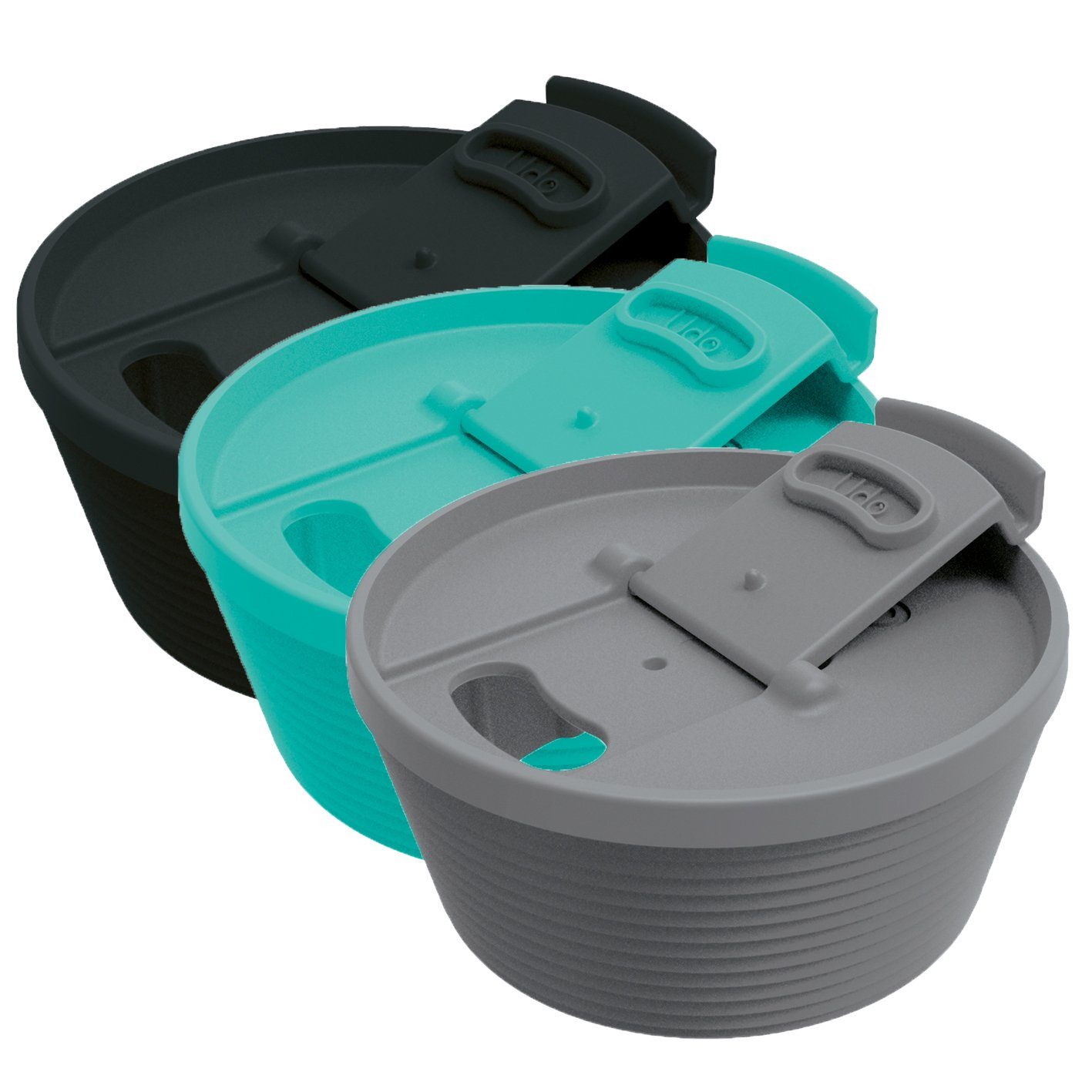 Udo Deckel Udo Mehrwegdeckel 3er-Set Grau, Schwarz, Türkis, (3-tlg), to go Becher Deckel wiederverwendbar für alle herkömmlichen Tassen. Mach deine Lieblingstasse zum wiederverwendbaren To-go-Becher!