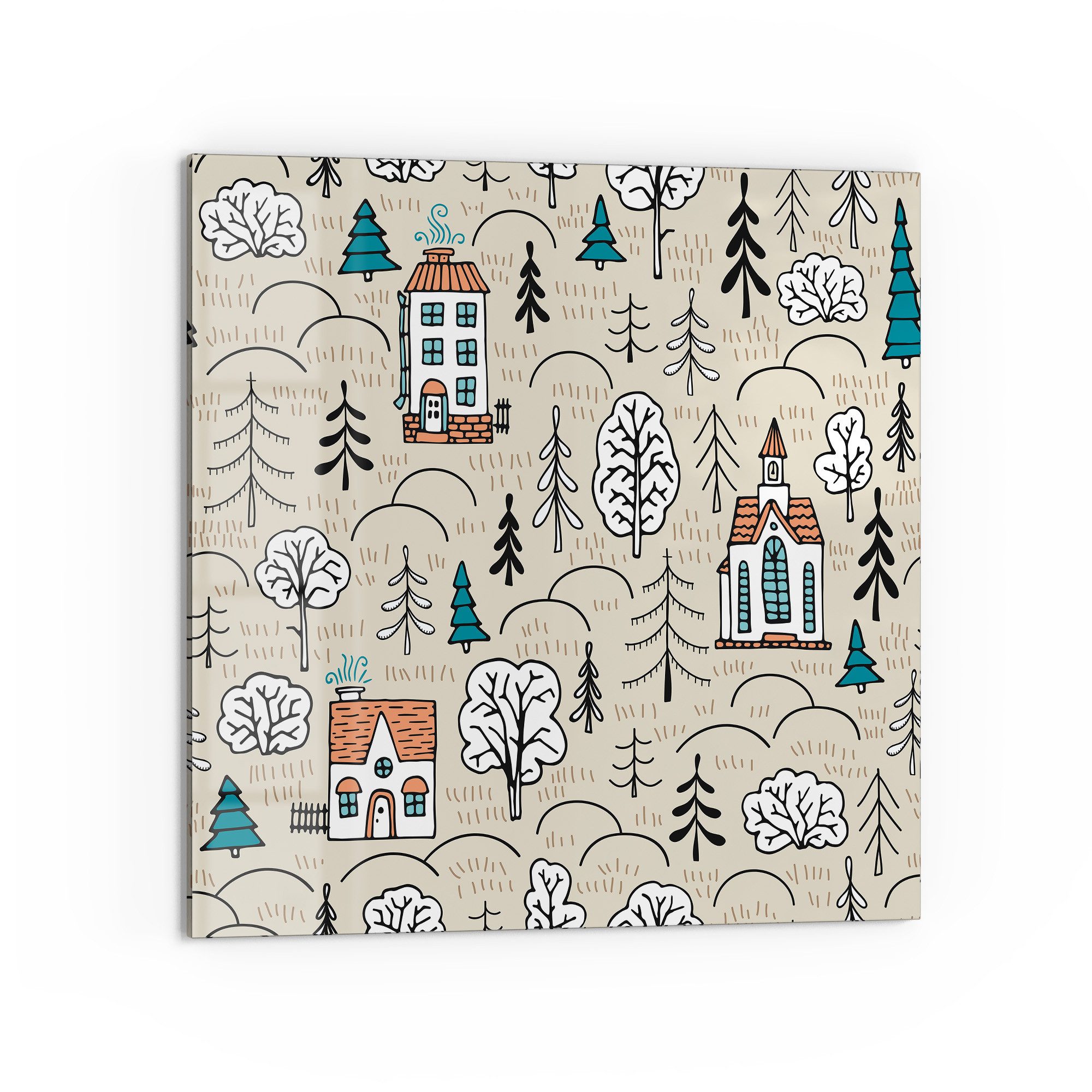 DEQORI Küchenrückwand 'Stadt im Grünen', Glas Spritzschutz Badrückwand Herdblende