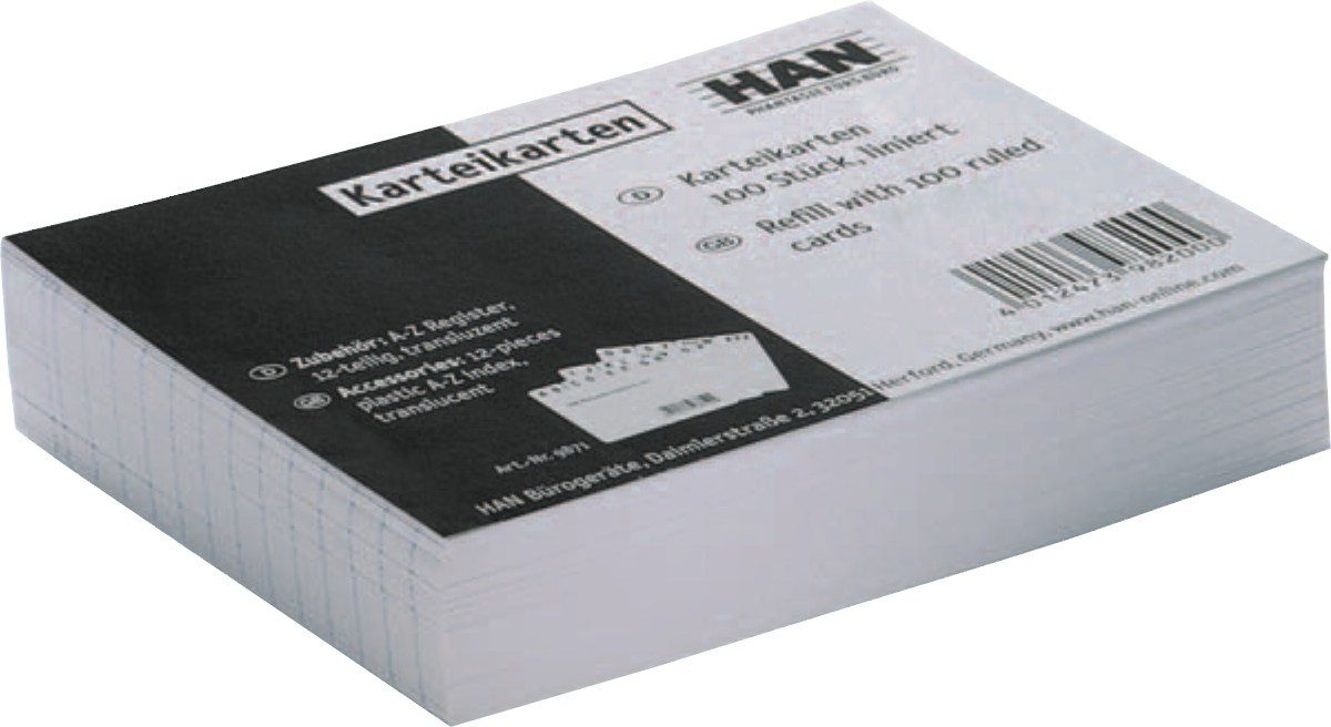 HAN-Bürogeräte Karteikarten Karteikarten A8 liniert weiß VE=100 Stück