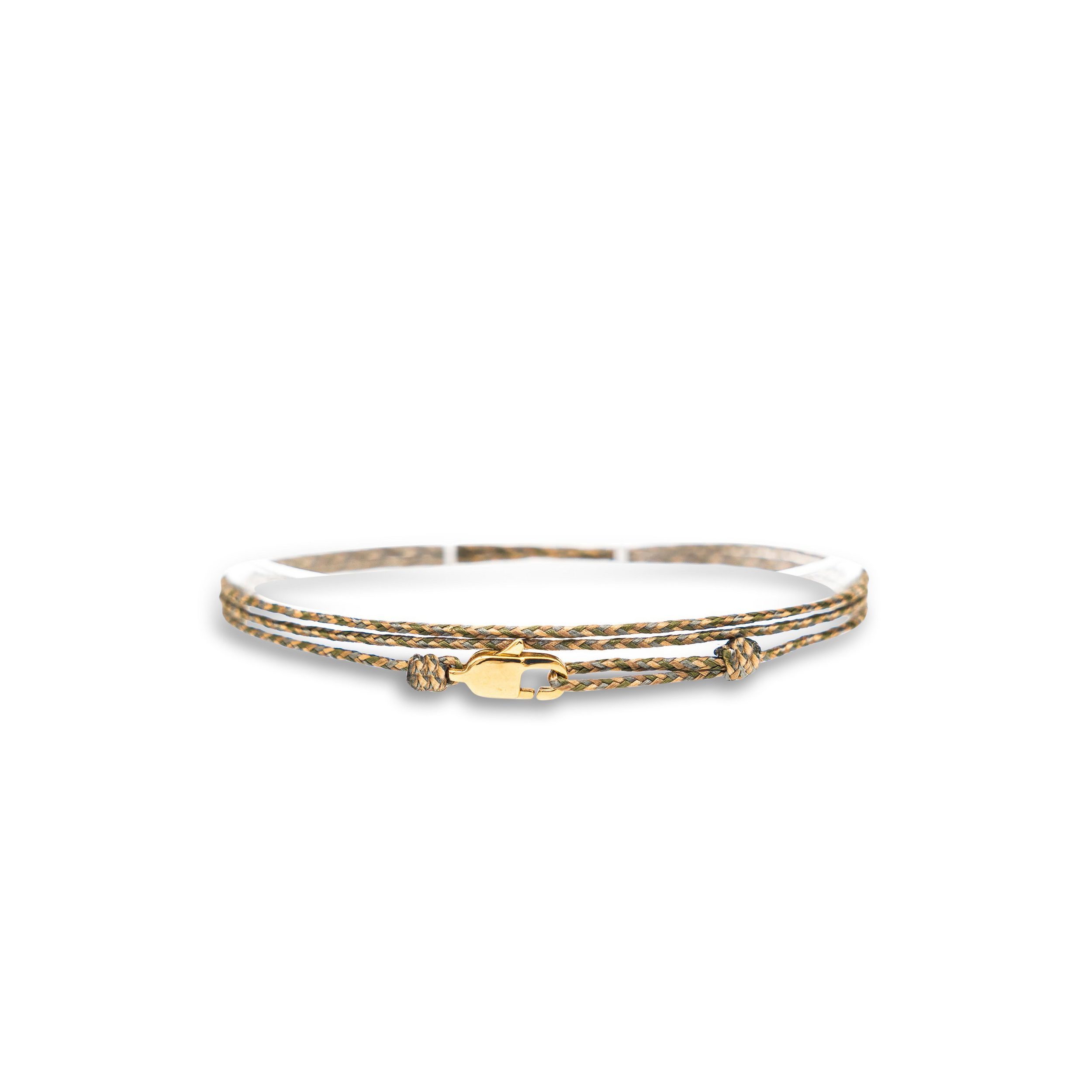 Made by Nami Armband Karabiner Wickelarmband - Grün-Beige Gold (Einzelartikel)