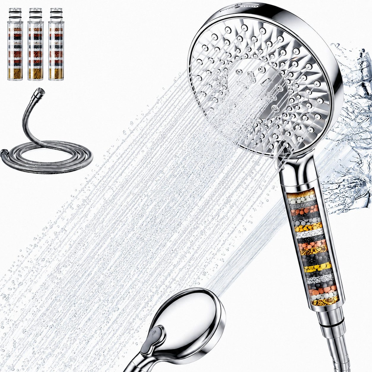Rainsworth Handbrause Rainsworth Handbrause, (Set, sales@aquavital-global.com), 9 Strahlarten Filtrieren Handbrause Kalkfilter