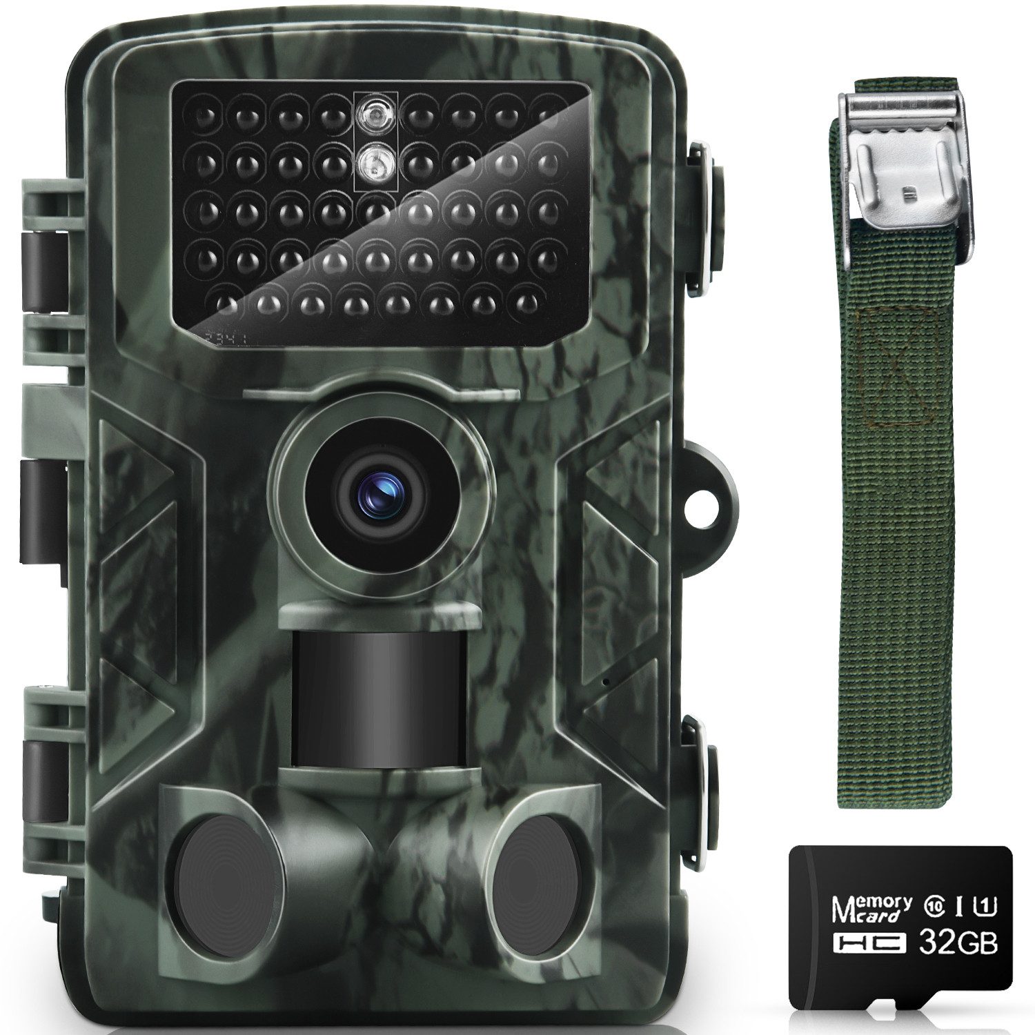 HS Onsing Wildkamera 4K Video 50MP Full HD Wildtierkamera, 0,1s Auslösezeit 32GB SD (Außenbereich, 120° Weitwinkel IP65 Wasserdicht)