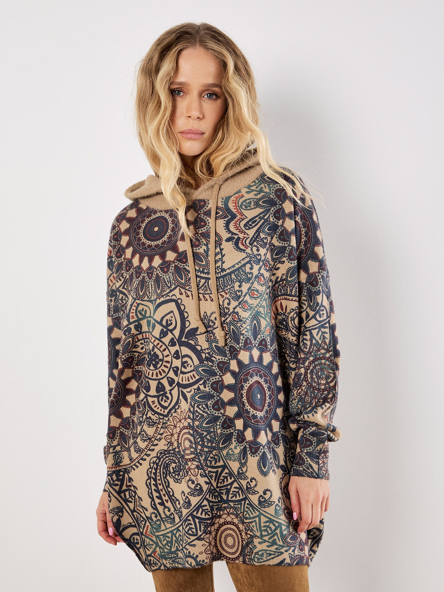 Apricot Hoodie Oversized Hoodie mit Mandala-Muster