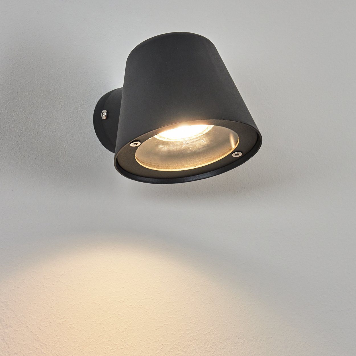 IP44 Wandlampe ohne Anthrazit/Klar, 1xGU10, moderne in Terrasse/Eingangsbereich, »Montemarciano« aus hofstein Außenleuchte Metall/Glas Leuchtmittel, für Außen-Wandleuchte