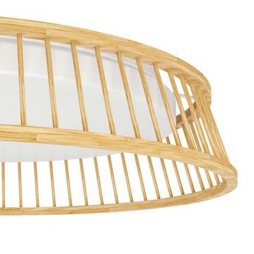 EGLO Deckenleuchte LUPPINERIA, LED fest integriert, Warmweiß, Deckenlampe, Kunststoff in Weiß und Bambus in Natur, Lampe, Ø 45 cm
