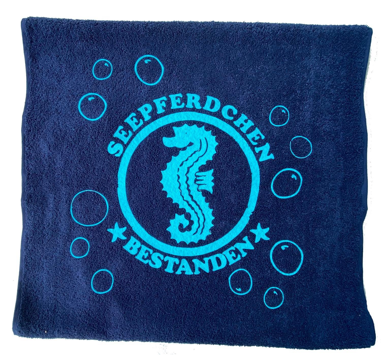 coole-fun-t-shirts Handtuch Seepferdchen Bestanden ! Kinder Handtuch  Dunkelblau