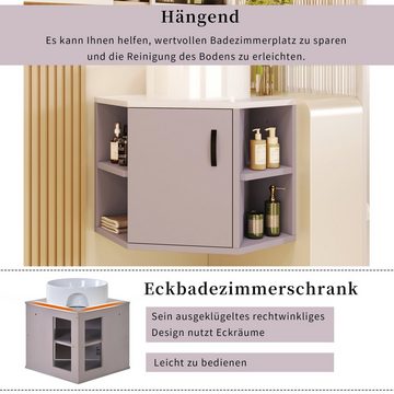 OKWISH Badmöbel-Set Waschtisch hängend 50cm, (Waschbecken 2-tlg,Eck Gäste WC Waschplatz)