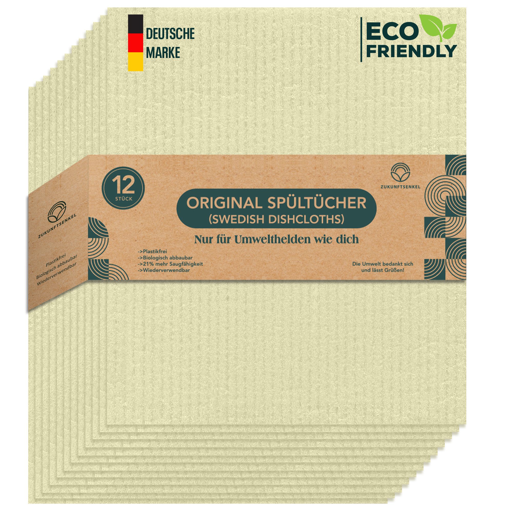 ZUKUNFTSENKEL Schwammtuch Эко-товарe Schwammtücher Spültücher, Waschbar, Wiederverwendbar