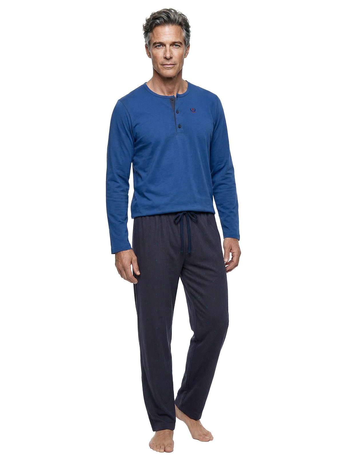 Henry Terre Pyjama Pyjama Set Langarm - Carlo Hose mit Streifen