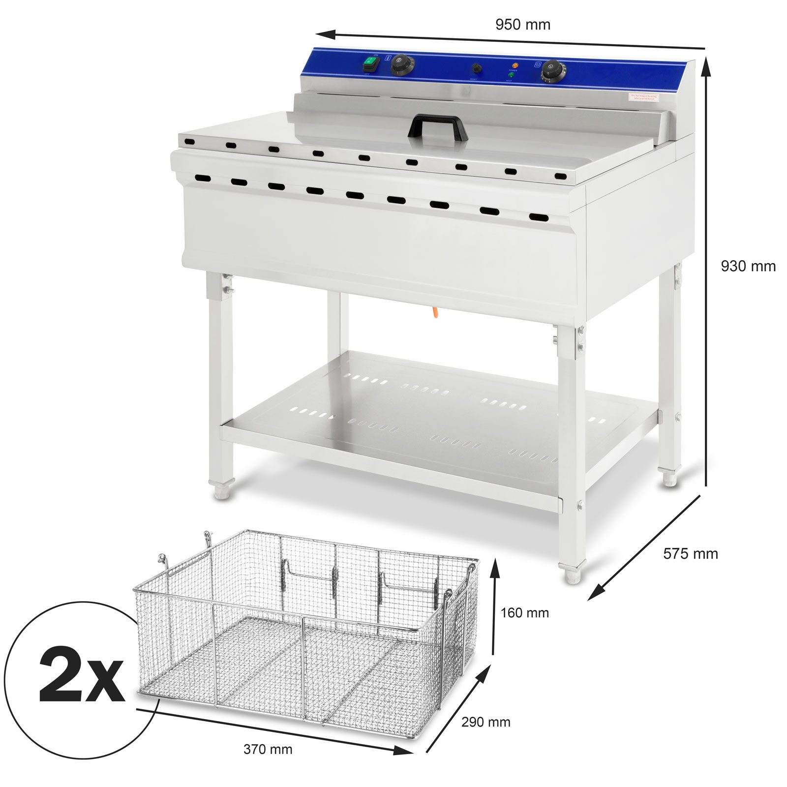 vertes Fritteuse ‎FD5-FRT76-1, 9000 W, 50-200°C, 380V, Kaltzonenprinzip, Profi-Fritteuse mit Untergestell