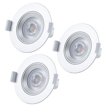 Briloner Leuchten LED Einbaustrahler, LED-Leuchtmittel fest verbaut, Warmweiß, LED Einbaustrahler Deckenleuchte Badezimmer Einbauspot 3er Set