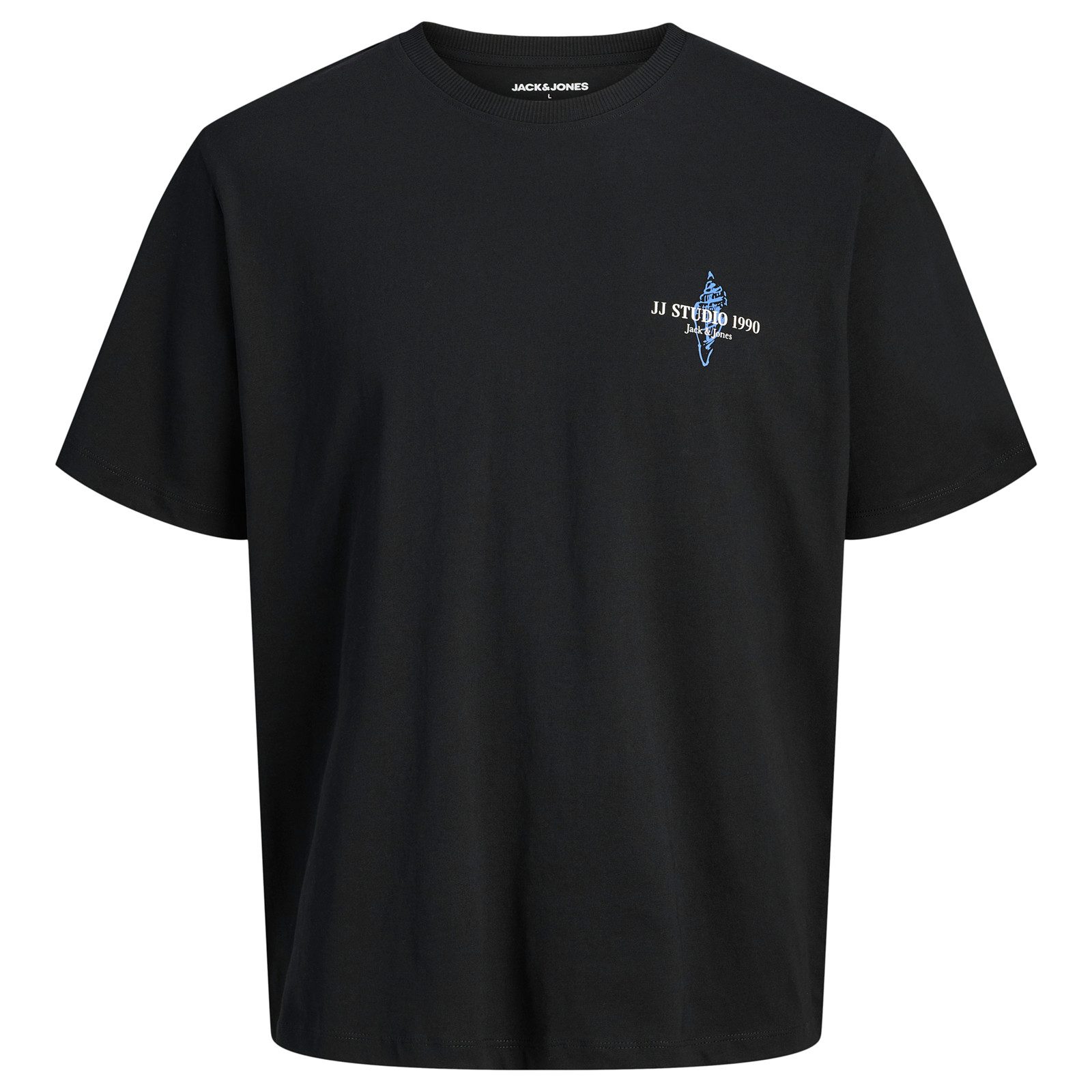 Rundhalsshirt Jack&Jones Übergrößen T-Shirt schwarz JJCORALS