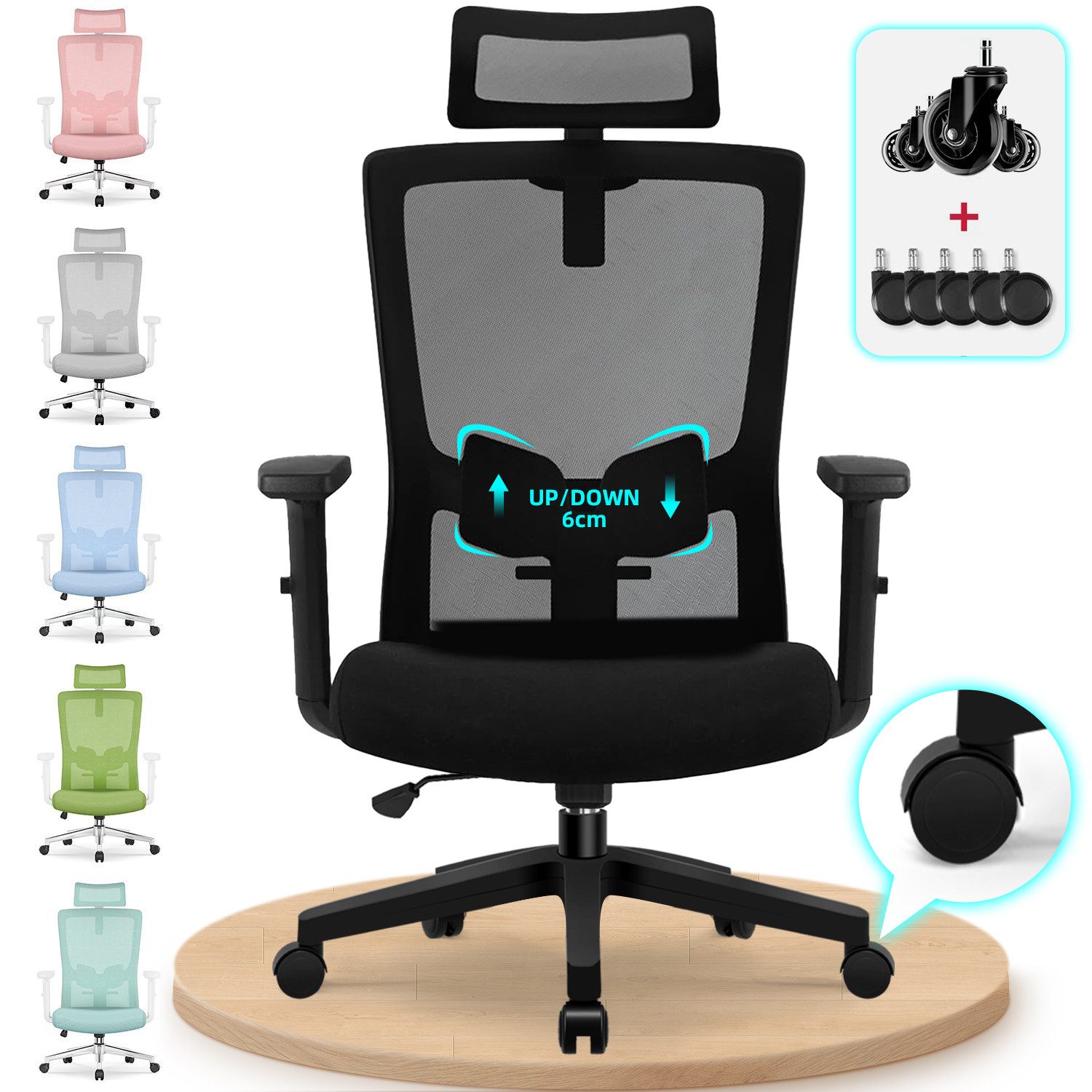 Bürostuhl bürostuhl ergonomisch, schreibtischstuhl mit verstellbarer Lendenstütze