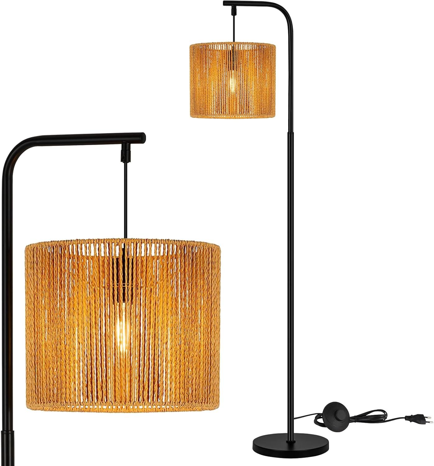 Nettlife Stehlampe schwarz modern 164cm Bodenlampe Boho Standlampe Fußschalter E27, ohne Leuchtmittel, für Esszimmer, Terrasse