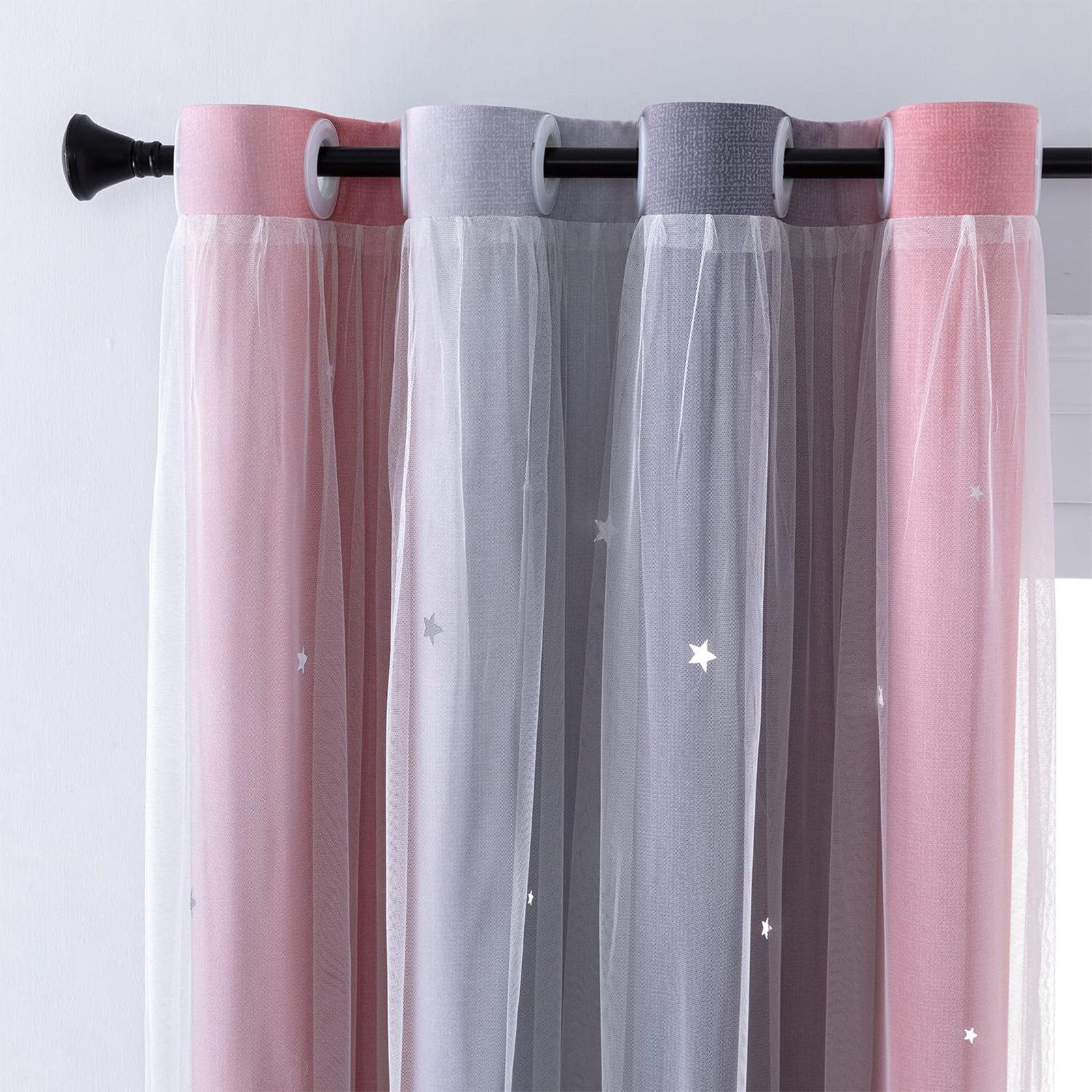 OKWISH Verdunkelungsvorhang 2er Set Curtains Farbverlauf Vorhänge Tüllvorhänge Set (2 St), Ösen, verdunkelnd, Polyester, Schlafzimmer Thermovorhang Ösen Wärmeisolierend gegen Kälte Blickdicht