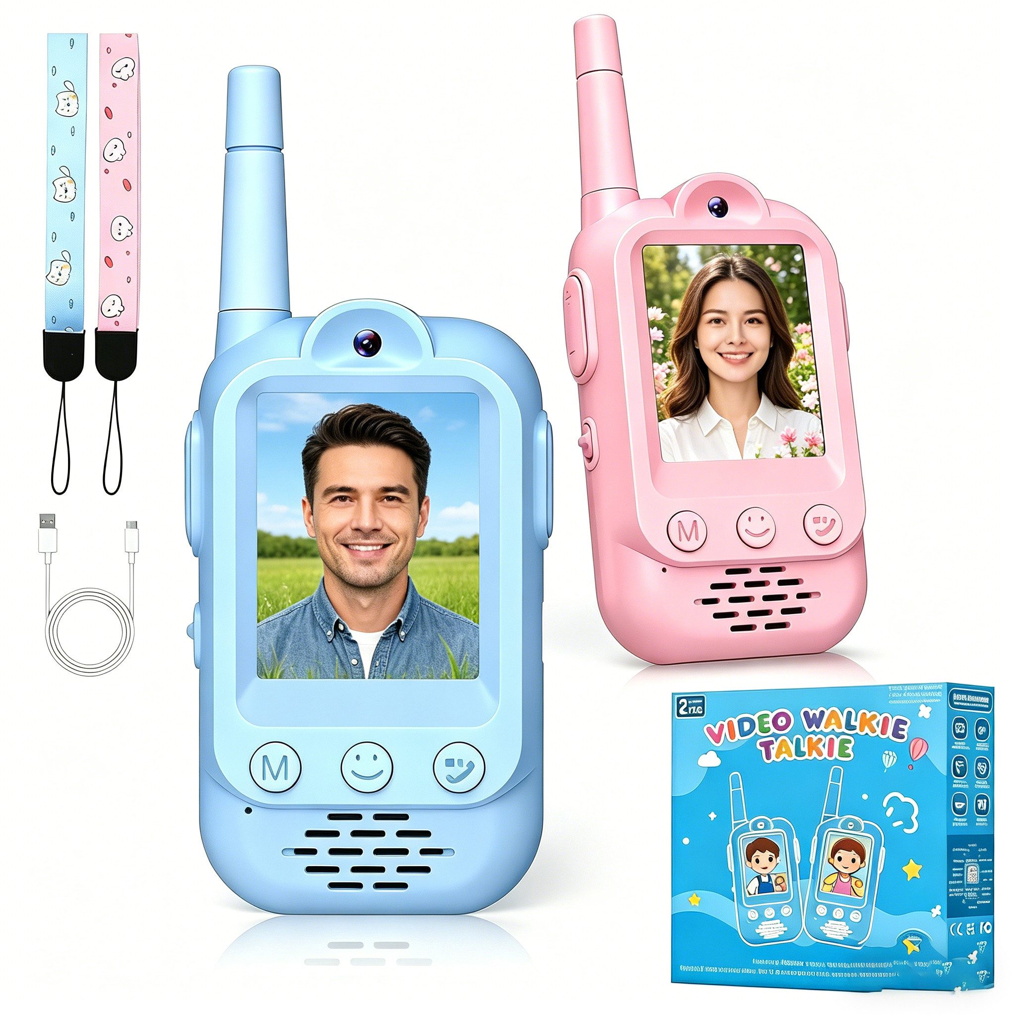 Luckice Walkie Talkie Video Walkie Talkie Kinder, Geschenk Junge Mädchen 3 4 5 6 7 8 Jahre, (Walki Talki Aufladbar Outdoor Spielzeug ab 3-12 Jahre Mädchen Kinderspielzeug ab 3-8 Jahre Jungen Geburtstagsgeschenk für Kind)