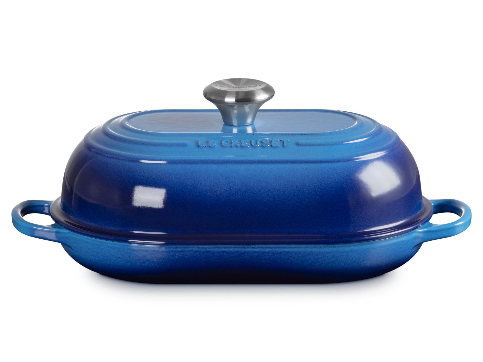 LE CREUSET Bräter Brot Bräter Signature oval azure 29cm, Emailliertes Gusseisen
