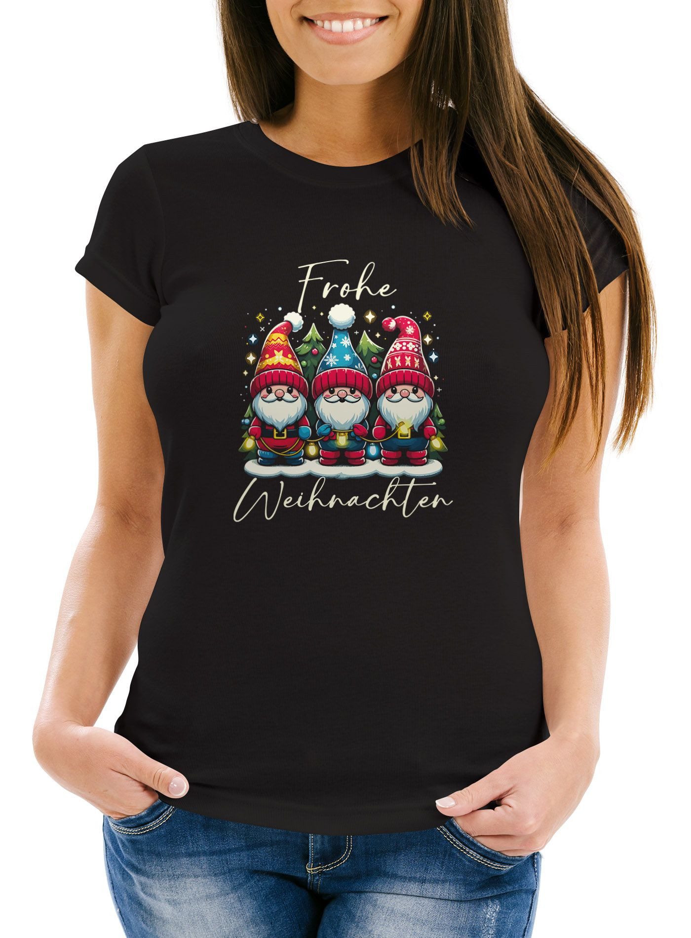 Print-Shirt Weihnachtsshirt Damen Wichtel T-Shirt Weihnachten Lustig