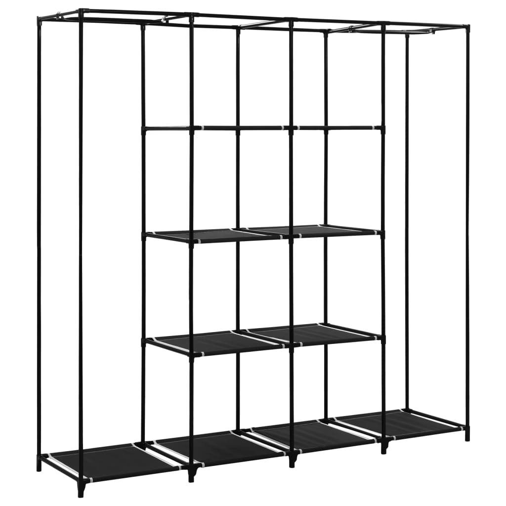 175 x vidaXL Schwarz Kleiderschrank 170 (1-St) Kleiderschrank 4 mit Fächern x 45 cm