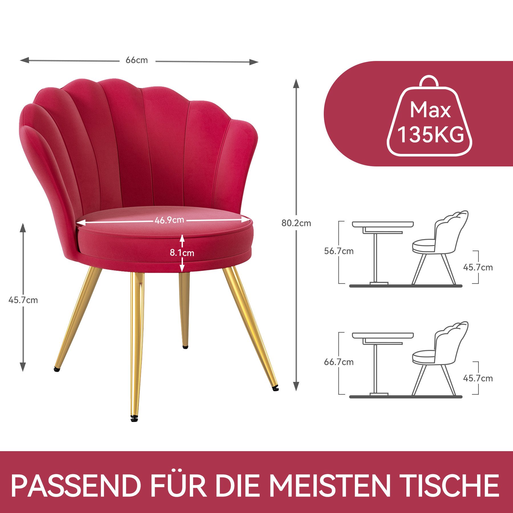 HawthyHome Esszimmerstuhl Samtgepolsterter Stuhl mit Rückenlehne, günstig online kaufen