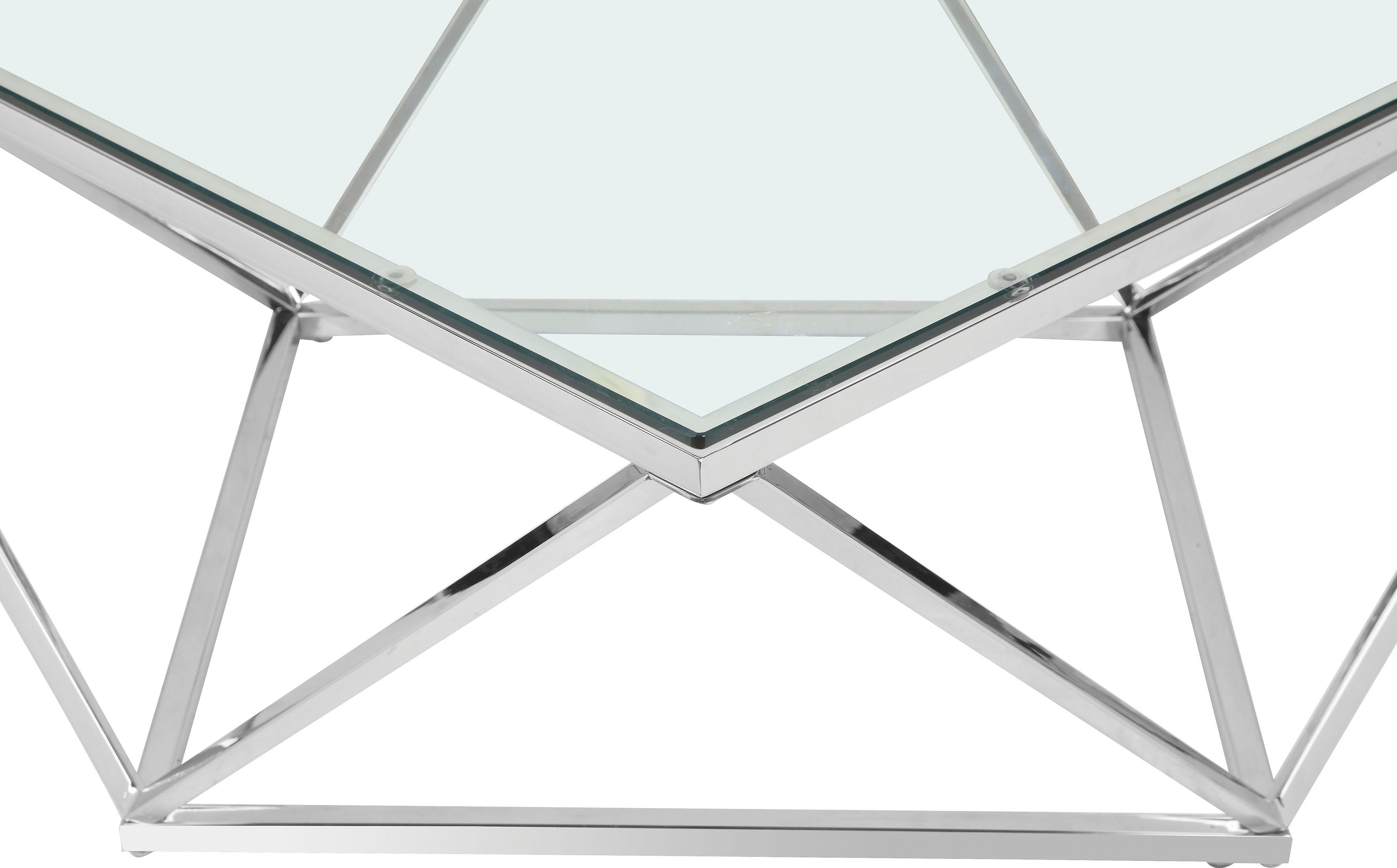 aus aus mit (1-St), cm Glas, Gestell geometrisches Höhe 45 Jävre andas Couchtisch Metall, Tischplatte