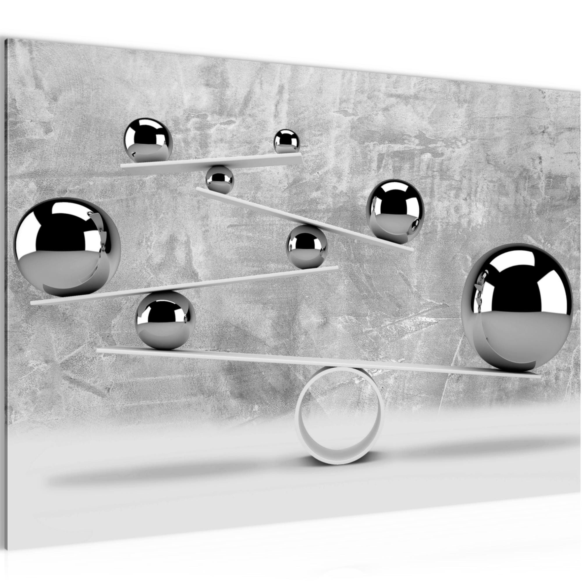 Runa Art Wandbild Bild 3D Kugeln Abstrakt Illusion Grau Flur 5043, 60L x 40B cm