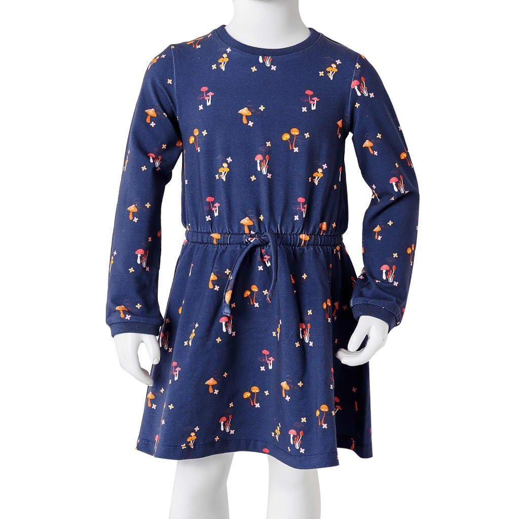 vidaXL A-Linien-Kleid Kinderkleid Pilzmotiv 140 Marineblau