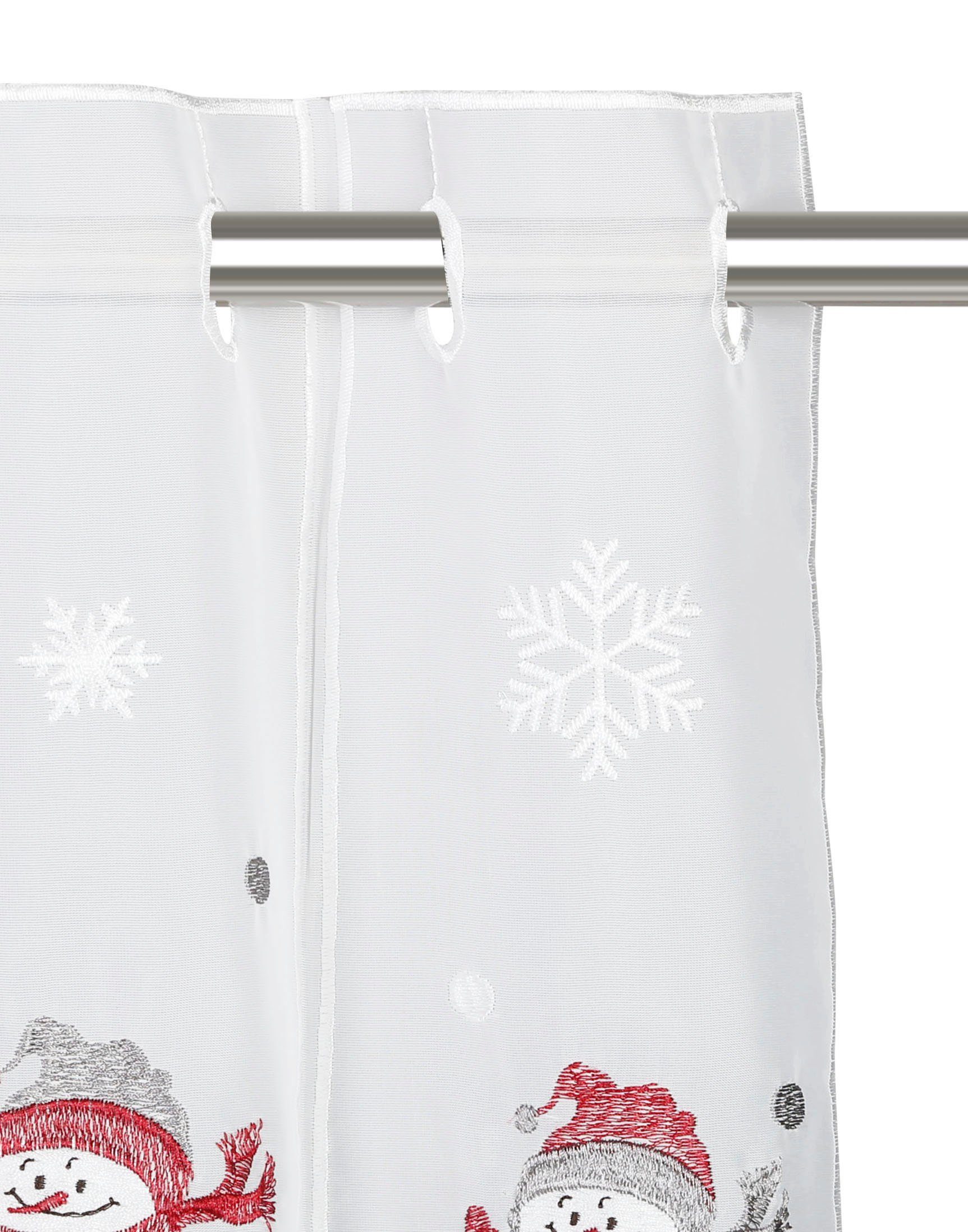 Scheibengardine Snowman, my Polyester Durchzuglöcher Voile, transparent, (1 home, Voile, St), Transparent