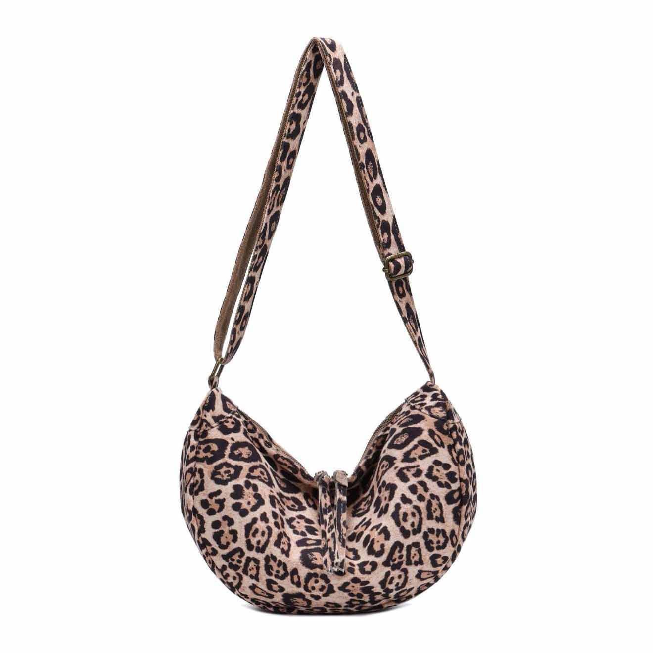 ITALYSHOP24 Schultertasche Damen Tasche MOON Halbmond Cross Over Body Bag Umhängetasche Suedette, Tragekomfort Hüft Brust Bauch Gürtel Rücken Slingtasche Wildlederoptik