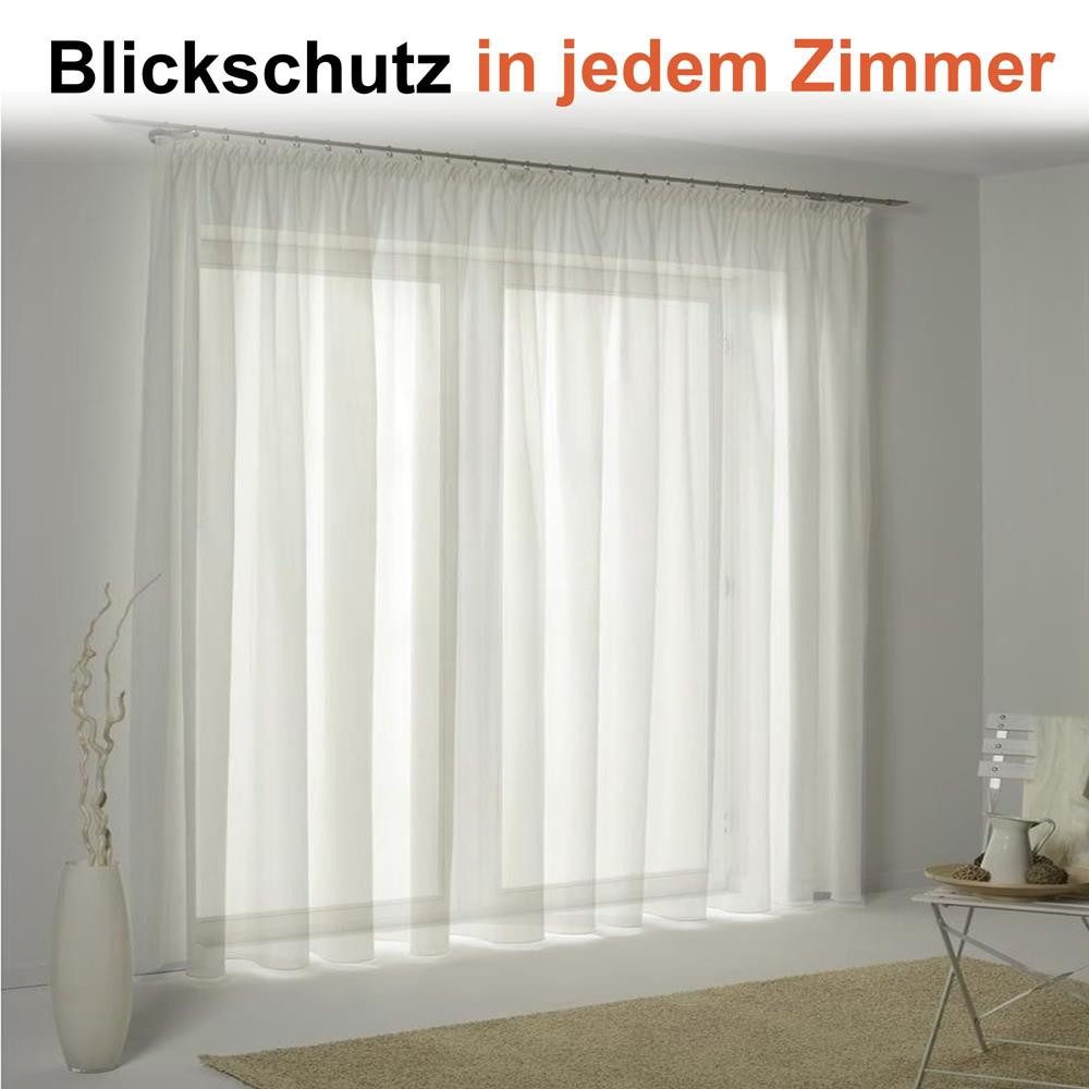 Foxx Vorhang mit Kräuselband für Schienen, transparente Moderne XXL Gardinen, Schiebegardinen Langstore Voile mit eingenähtem Bleiband