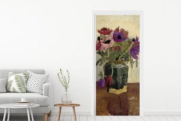MuchoWow Türtapete Ingwerglas mit Anemonen - Gemälde von George Hendrik Breitner, Matt, bedruckt, (1 St), Fototapete für Tür, Türaufkleber, 75x205 cm