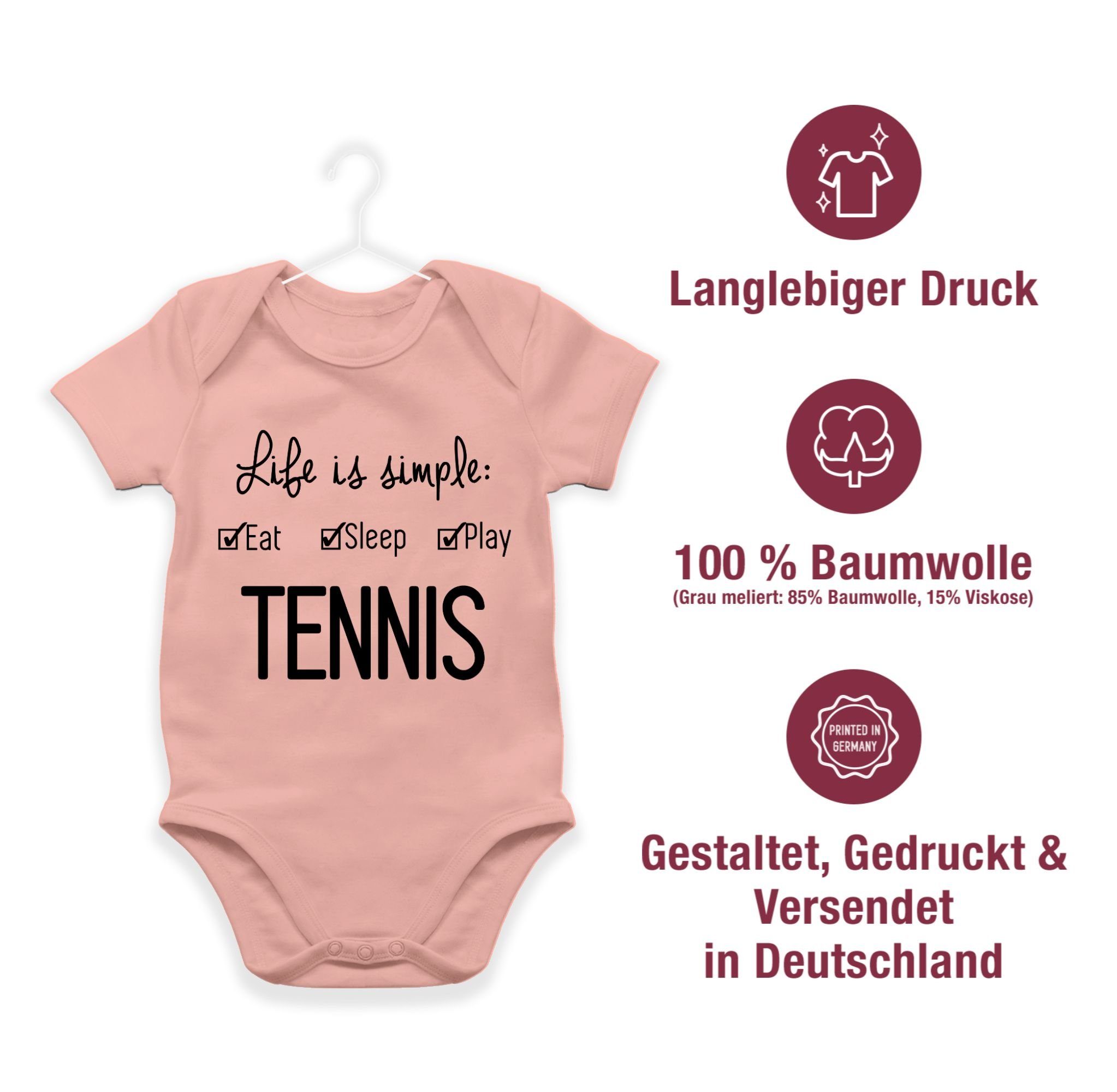 Shirtracer Sport 3 & is Bewegung simple Babyrosa Baby Life Tennis Shirtbody