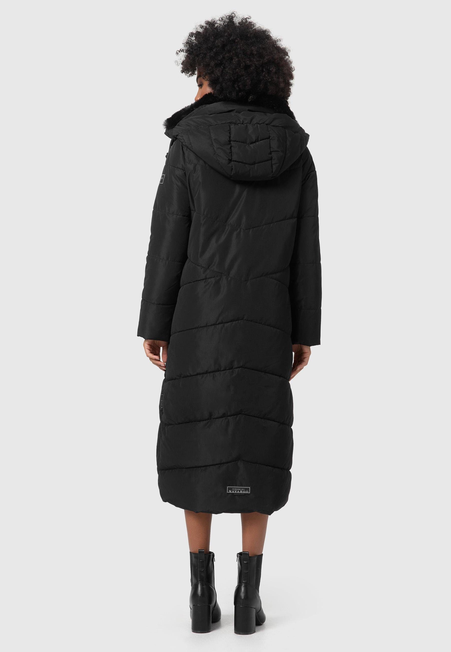 Navahoo Steppmantel Hingucker XIV Damen Wintermantel mit abnehmbaren Kunstfellkragen
