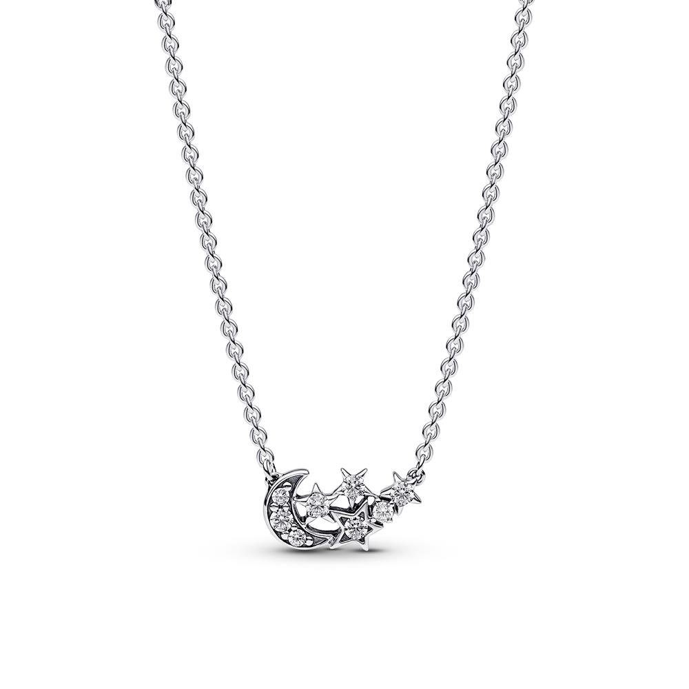 Silberkette PANDORA Moments Mond und Sterne Kette Damen aus 925er Silber