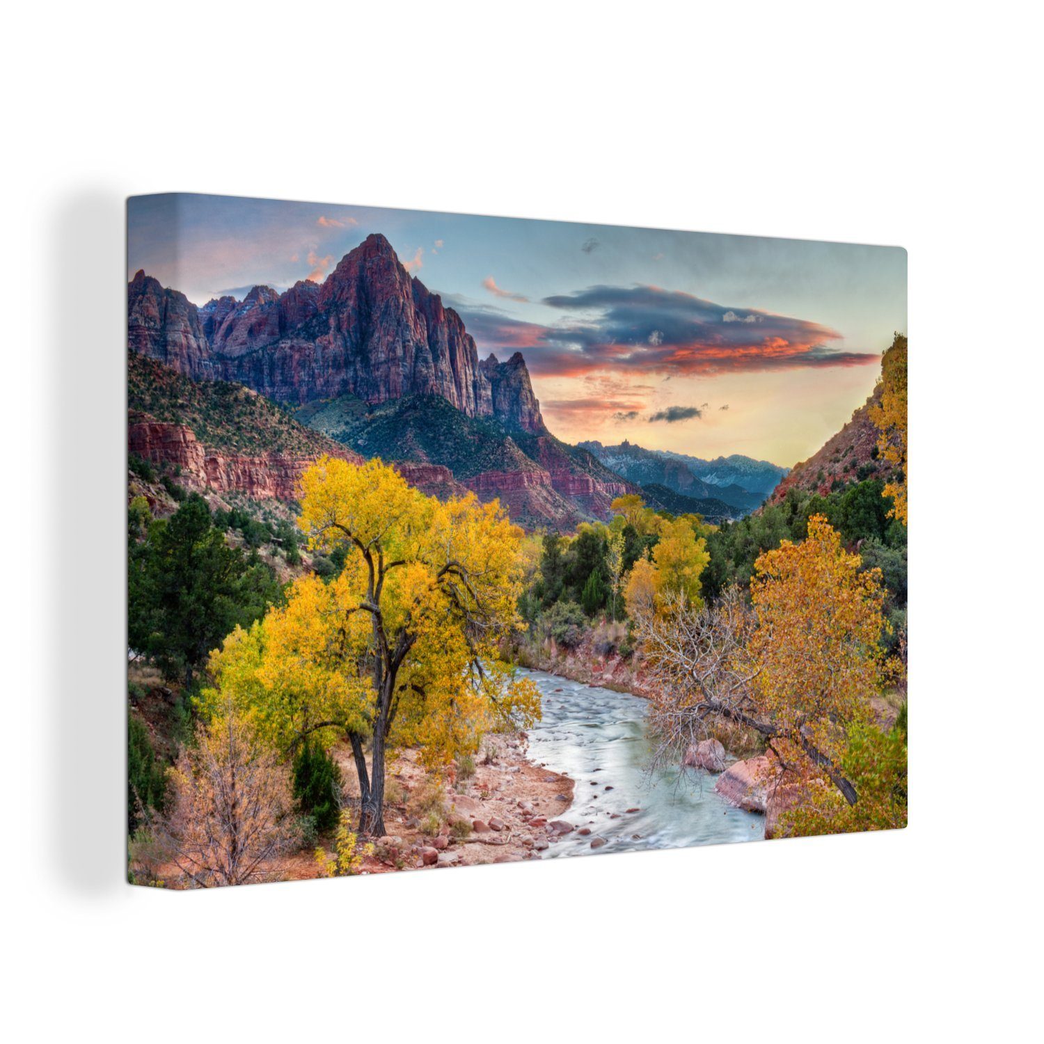 OneMillionCanvasses® Leinwandbild Viele Farben im Zion-Nationalpark in Utah, (1 St), Wandbild Leinwandbilder, Aufhängefertig, Wanddeko, 30x20 cm