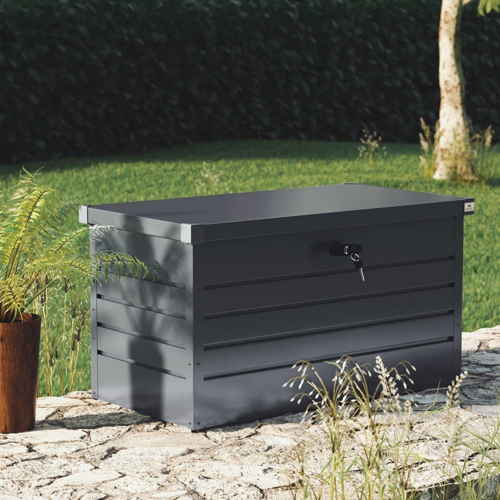 Gardebruk Auflagenbox, Metall Auflagenbox 360L abschließbar Gasdruckfeder  Kissenbox Gartentruhe Gerätebox Garten Aufbewahrungsbox Anthrazit