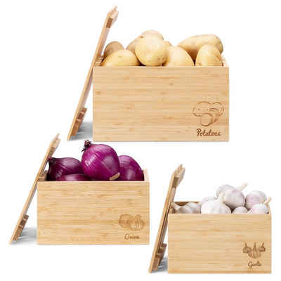 Navaris Aufbewahrungsbox 3x Behälter für Lebensmittel - stapelbare Bambus Kisten - Box Set (1 St)
