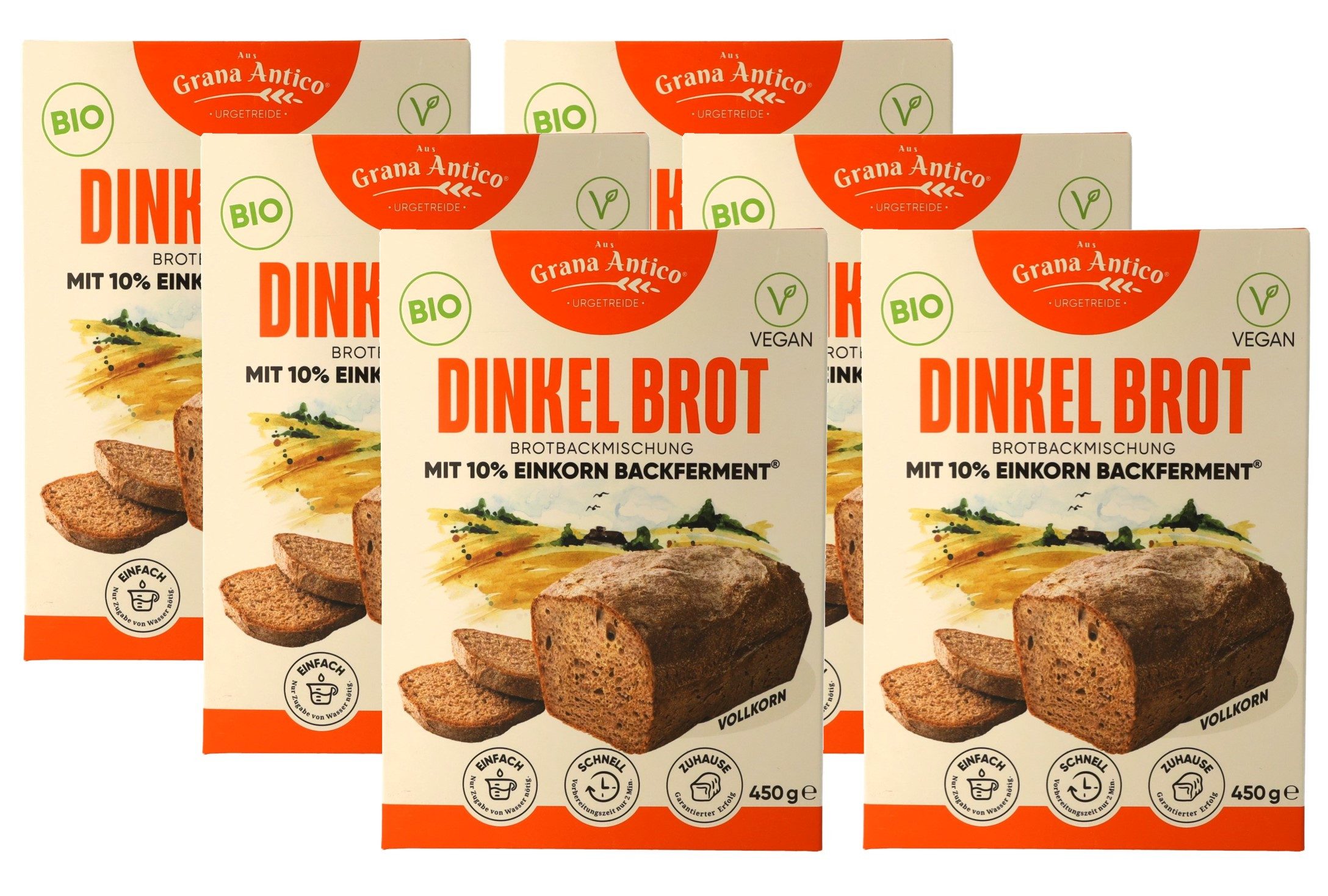 Grana Antico Backmischung Grana Antico BIO Dinkel- und Einkorn- Brotbackmischungen, 450 g, (Spar-Set, 6 x 450 g)