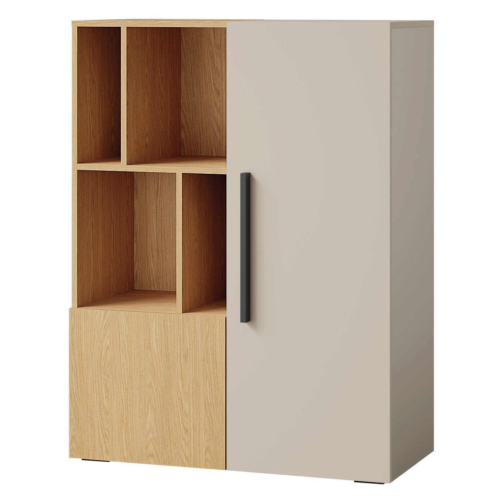 ROYAL24_MARKT Standregal Lorin Regal 90 cm mit 2 Türen und offenen Fächern