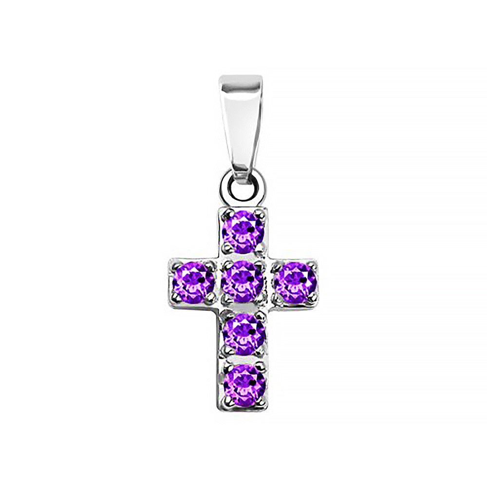 SOKOLOV Jewelry Kettenanhänger Kreuz-Anhänger aus 925 Silber mit lila Amethyst (1-tlg), Sterling Silber Silberschmuck für Damen