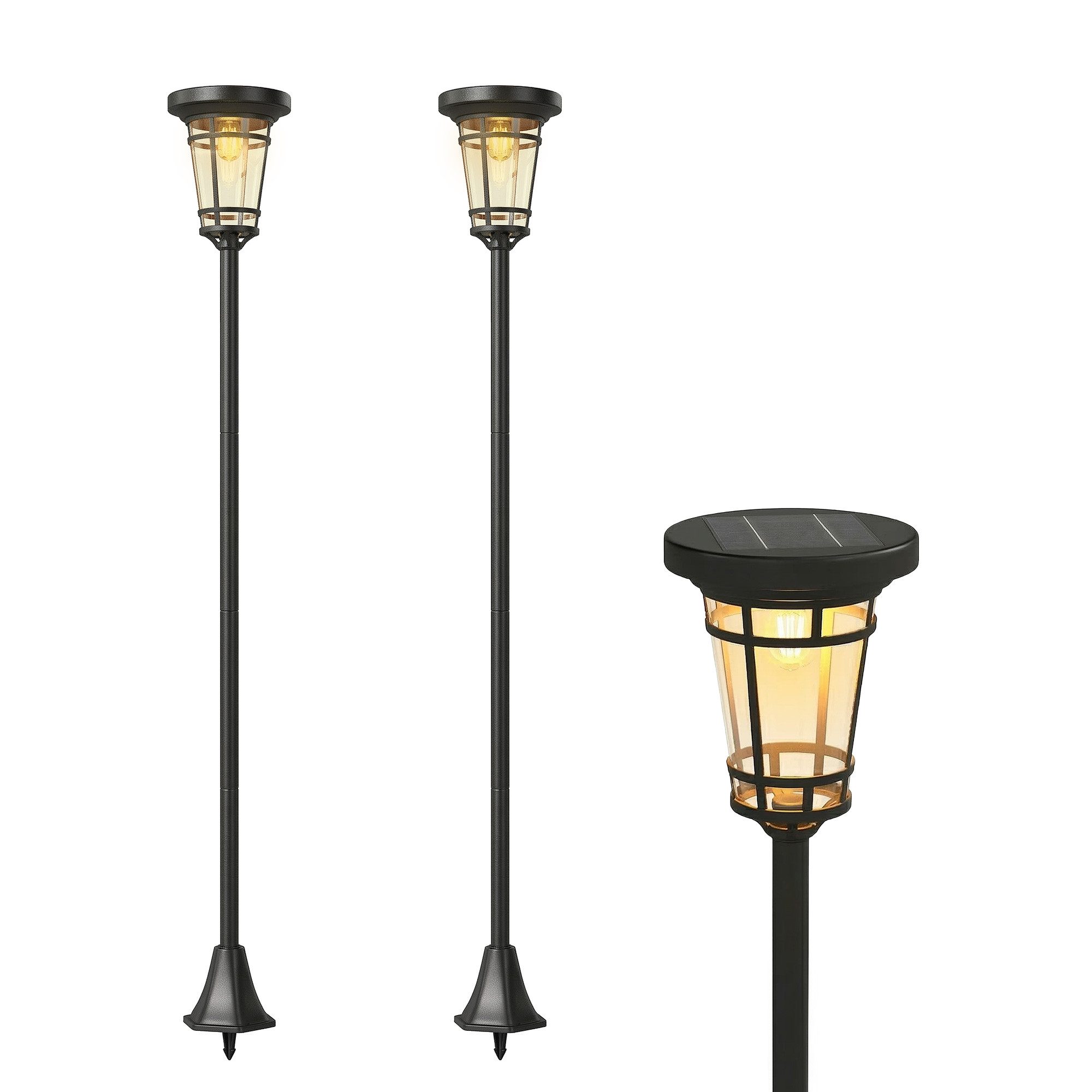 Outsunny Außen-Stehlampe mit 2 Helligkeitsmodi, Lichtsensor, Schalter, mehrere Helligkeitsstufen, Sensorgesteuert, Wetterfest, LED fest integriert, für Garten Balkon