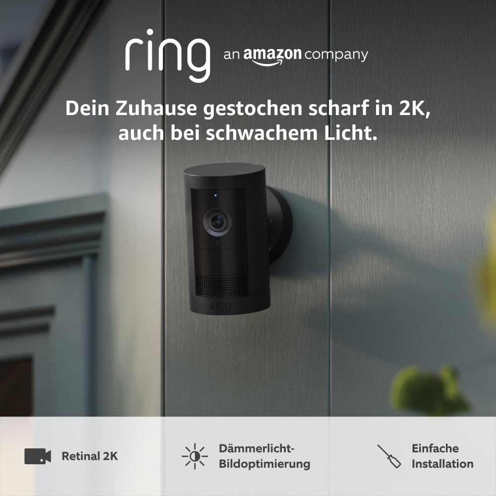 Ring Überwachungskamera Außenkamera Plus Akku (Outdoor Camera Plus Neueste Generation) (Außenbereich, Innenbereich, 2K-Weitwinkelvideo, Kabellos, Selbstinstalla – Bild 2 von 5