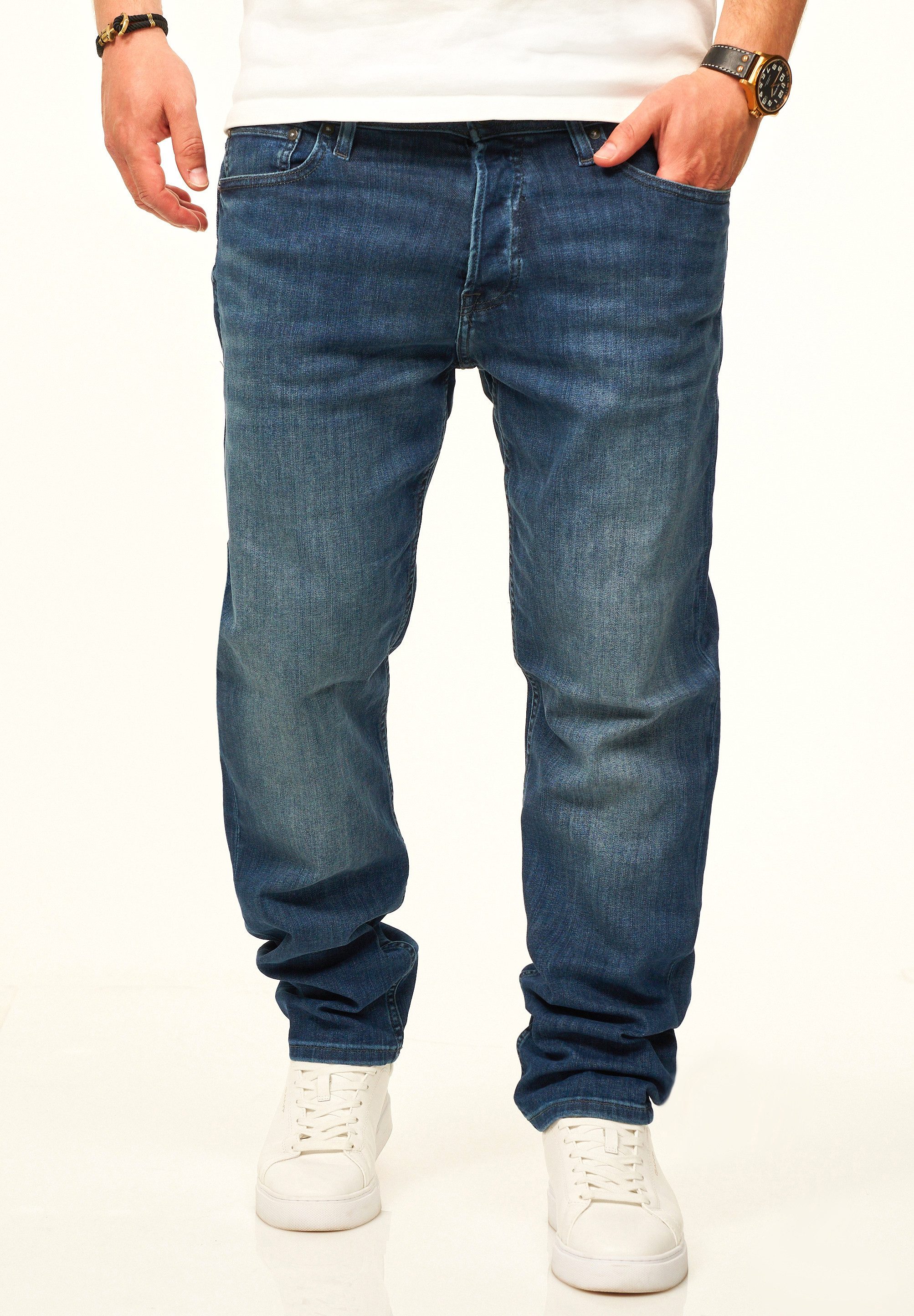 Jack & Jones Tapered-fit-Jeans MIKE ARIS Original Denim Hose mit Stretch Herren Jeans mit Comfort Fit Passform