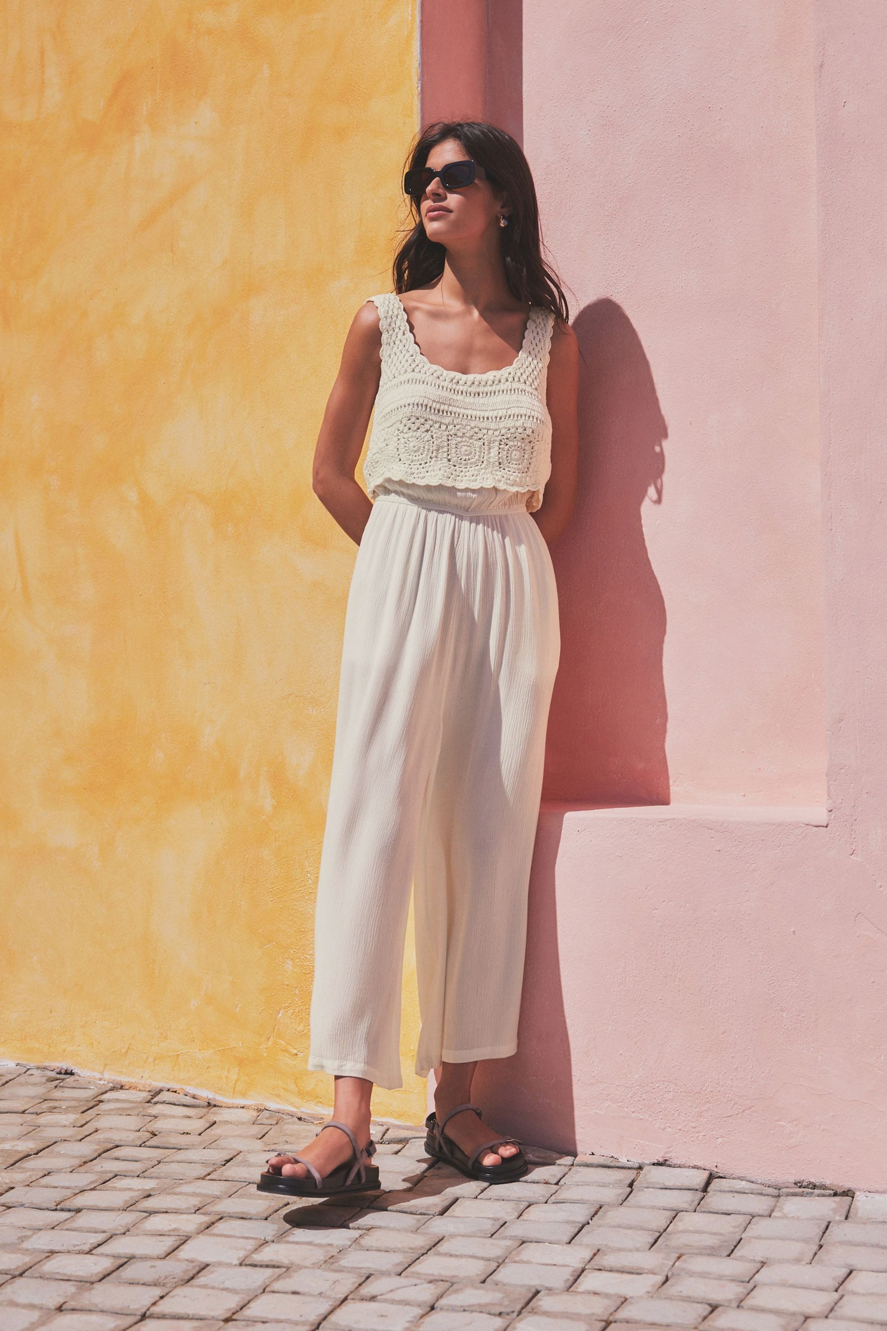 Next Jumpsuit Sommer-Jumpsuit mit Häkeltop, Petite günstig online kaufen
