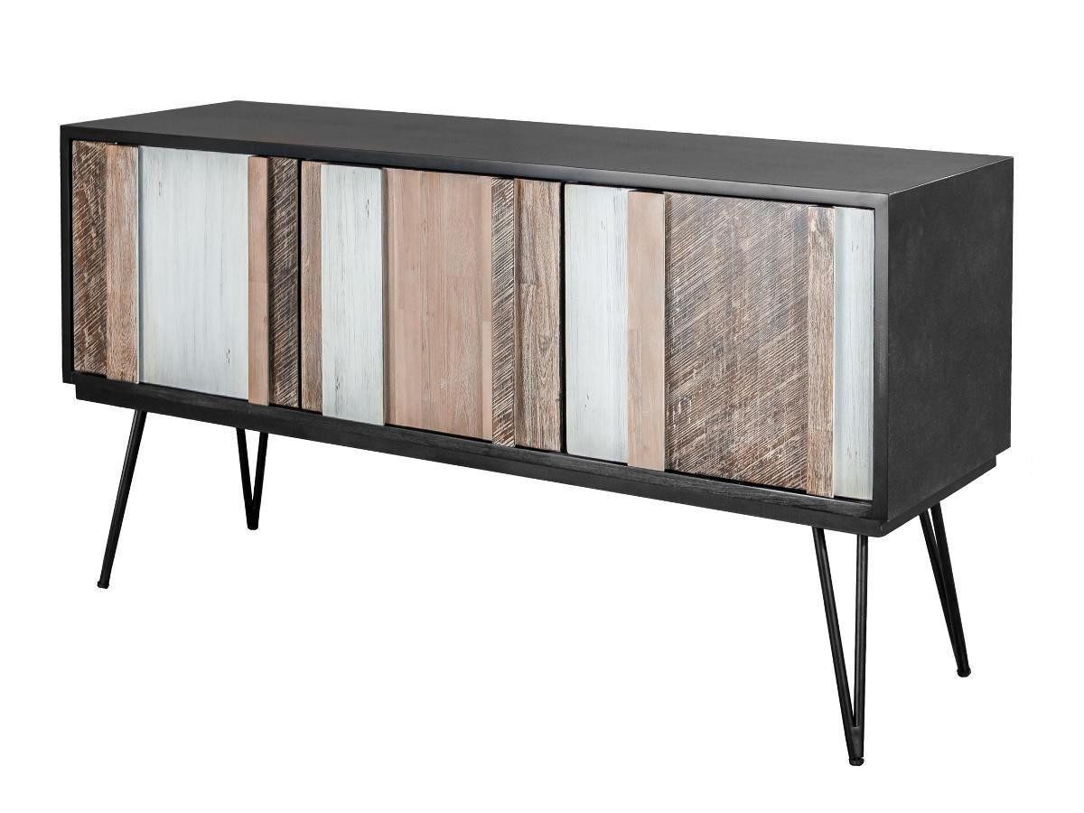 Livin Hill Kommode Adesso, Retro-Stil, 3D-strukturierte Fronten, Metallbeine