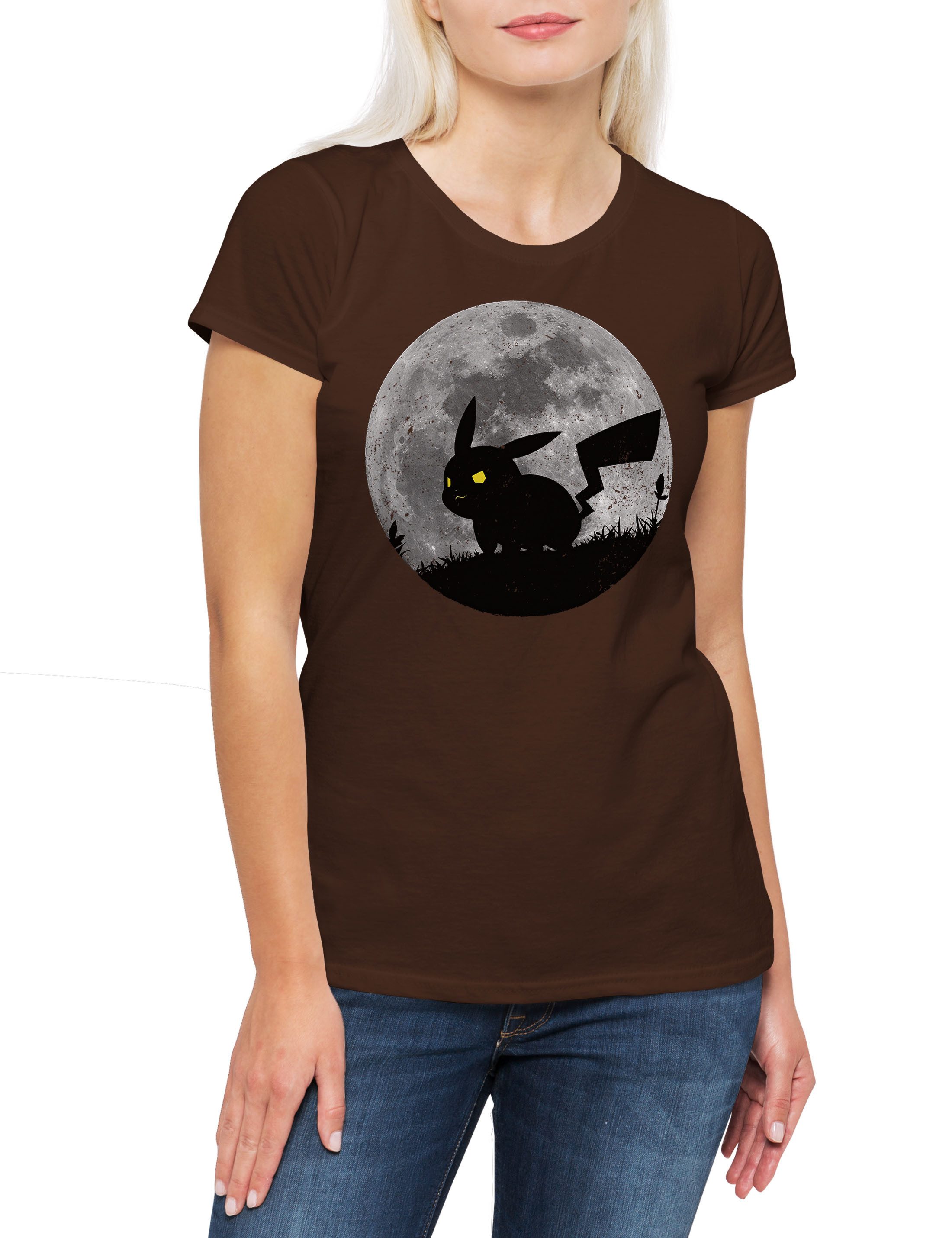 Print-Shirt Poke Moon Damen T-Shirt Mond Ball Anime Go Trainer Evolution XP Fight