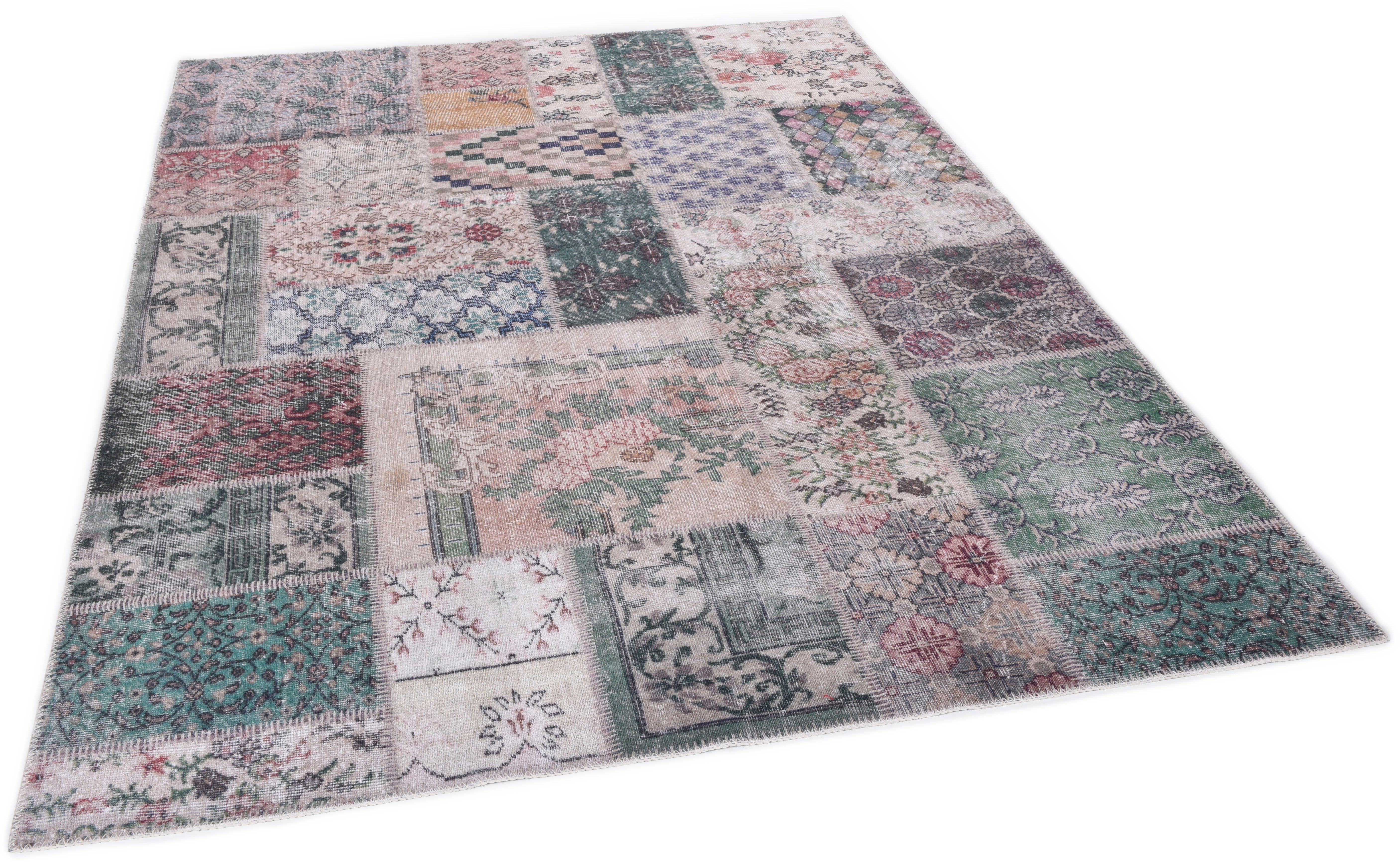 Gino Falcone Teppich Adara GF 094, rechteckig, Höhe: 3 mm, Flachgewebe, Patchwork-Vintage Design, waschbar