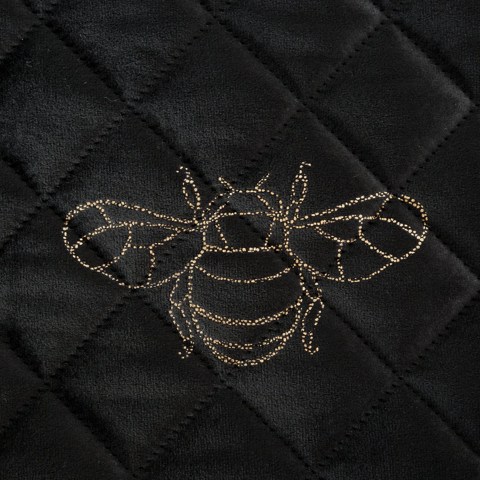 STELA, Eurofirany, STELA1 Decke Samtdecke Tagesdecke Libelle Muster Tagesdecke Velvet schwarz Weich Karierte Biene